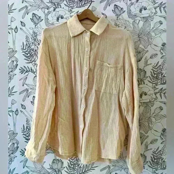 Cream Button Down Blouse - Picture 1 of 2